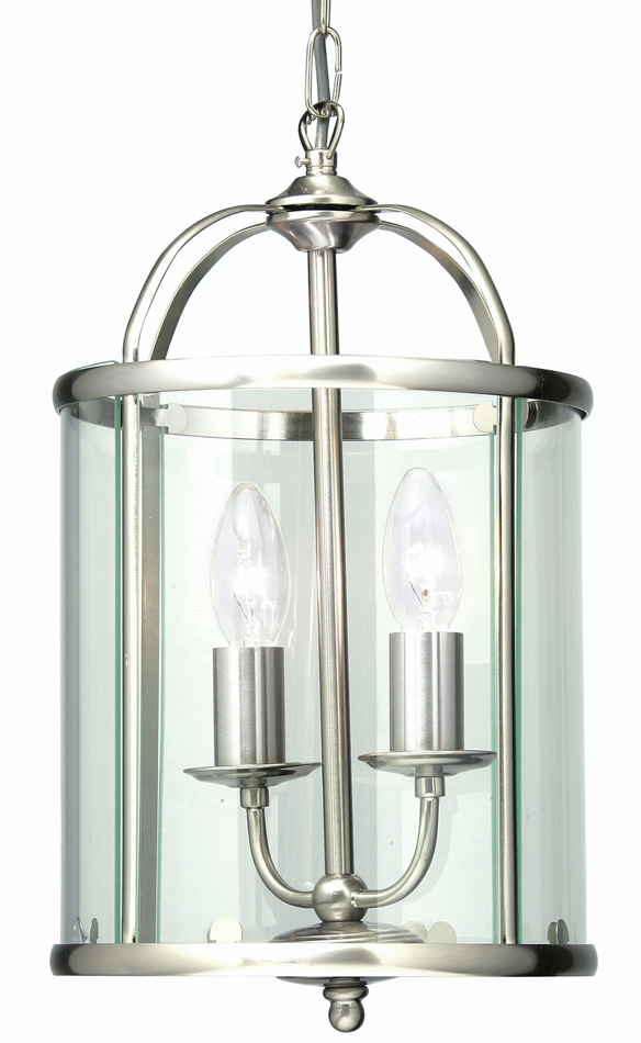 Fern Antique Chrome 2 Light Hanging Hall Lantern