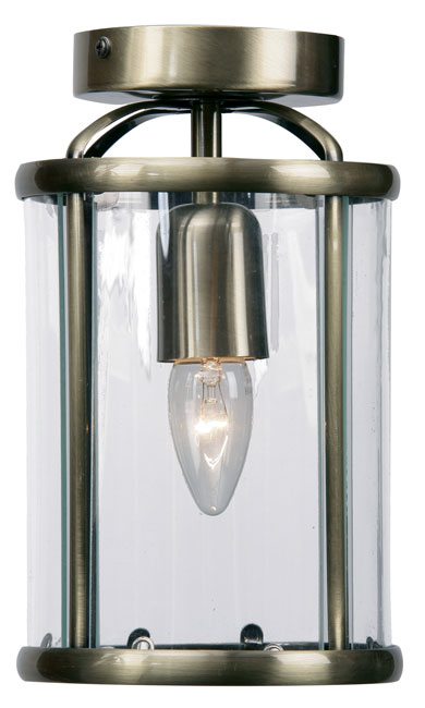 Fern Antique Brass Flush 1 Light Ceiling Lantern