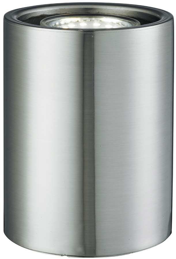 Contemporary Satin Silver Cylinder LED Uplighter Table Lamp