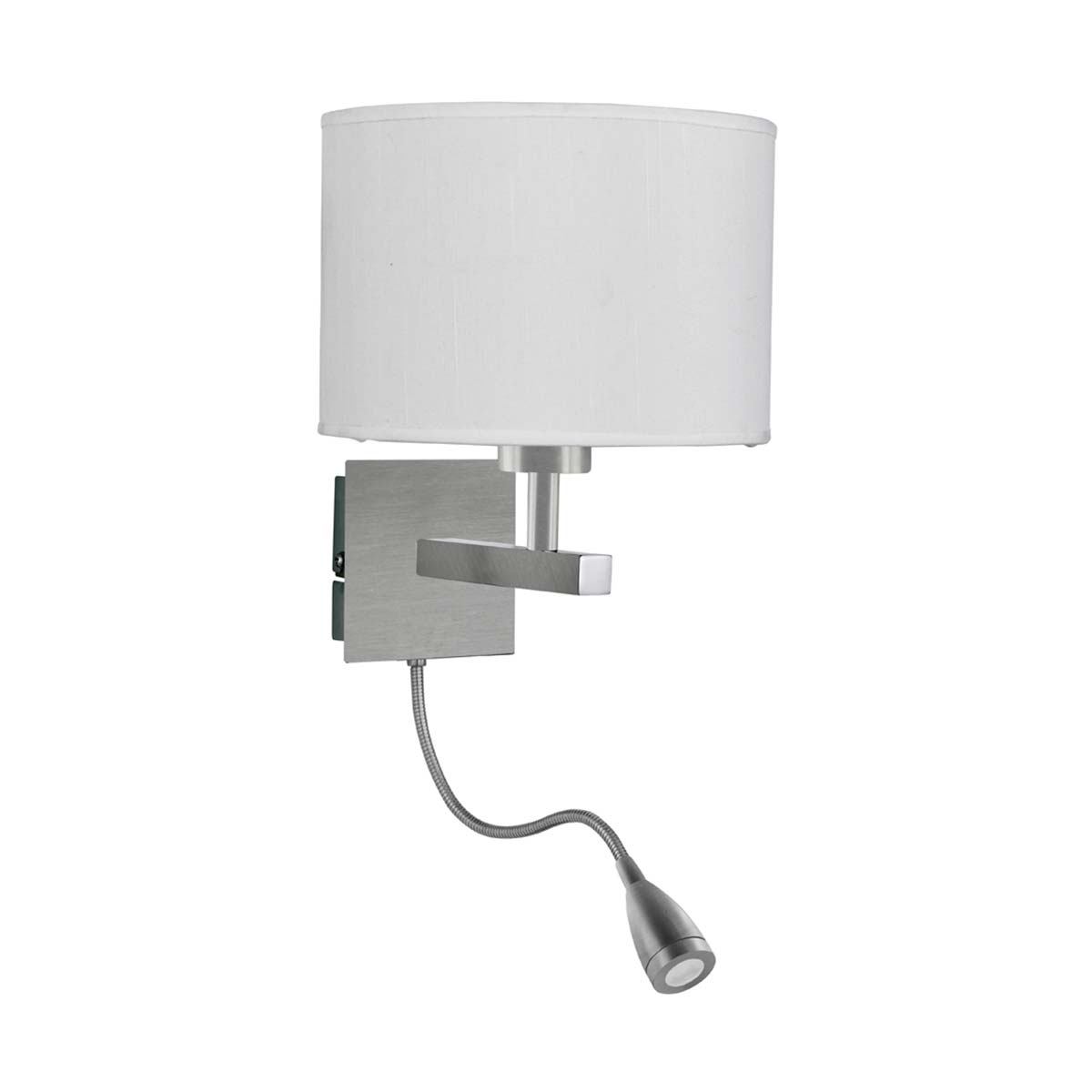 Satin Silver Switched LED Wall Light With Reading Lamp