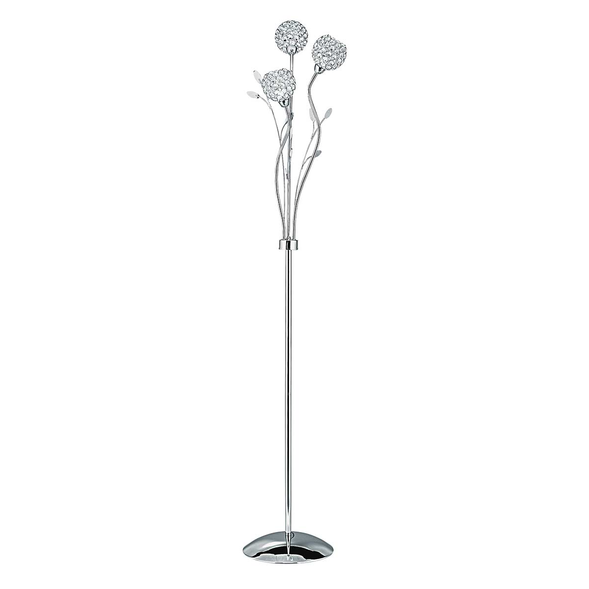 Bellis II Polished Chrome 3 Light Floor Lamp With Clear Glass Shades