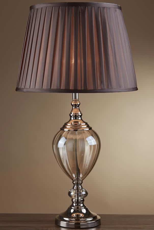 Greyson 1 Light Chrome Table Lamp Amber, Dark Brown Table Lamp Shade