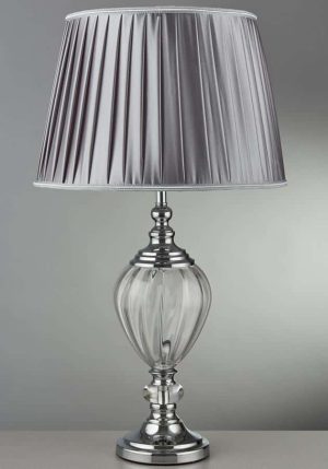 Greyson 1 light polished chrome table lamp clear glass