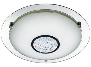 Polished chrome LED 41cm bathroom ceiling light crystal