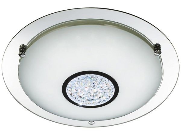 Polished chrome LED 41cm bathroom ceiling light crystal