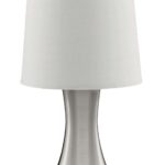 Touch Table Lamp Satin Silver White Cylinder Shade