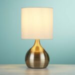 Touch Table Lamp Antique Brass Vase White Shade