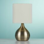 Touch Table Lamp Antique Brass Vase White Shade