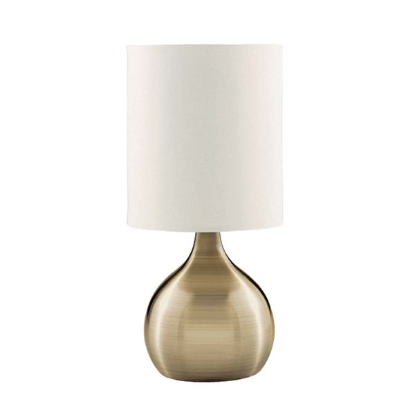 Touch Table Lamp Antique Brass Vase White Shade