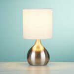 Touch Table Lamp Antique Brass Vase White Shade