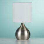 Touch Table Lamp Antique Brass Vase White Shade