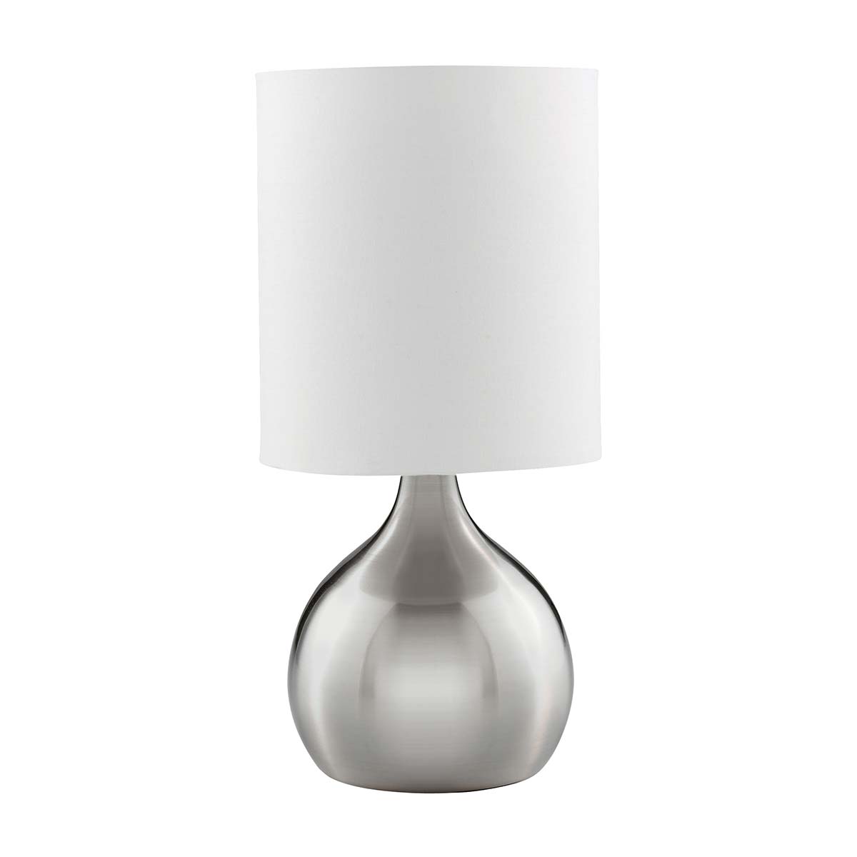 Touch Table Lamp Satin Silver Vase White Shade