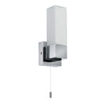 Square Modern Switched Bathroom Wall Light Polished Chrome