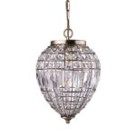 Pineapple Single Light Pendant Antique Brass Crystal Glass