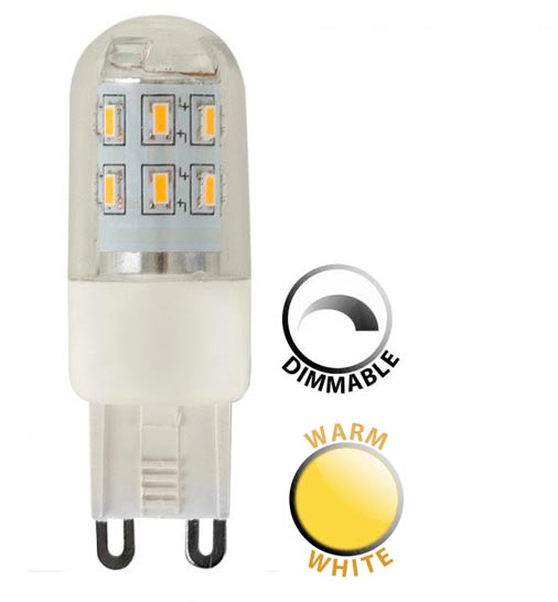 3w Dimmable LED G9 Capsule Bulb 3000k Warm White 280 Lumen