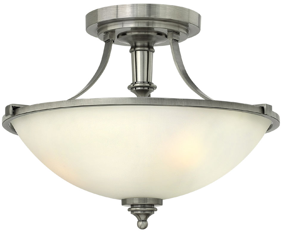 Hinkley Truman 2 Light Semi Flush Antique Nickel Art Deco Style