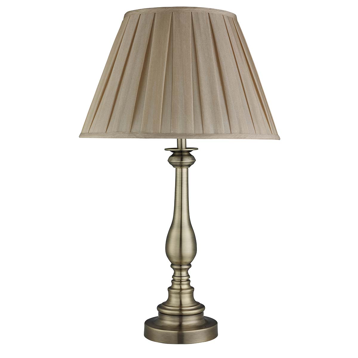Flemish Table Lamp Antique Brass Pleated Mink Shade