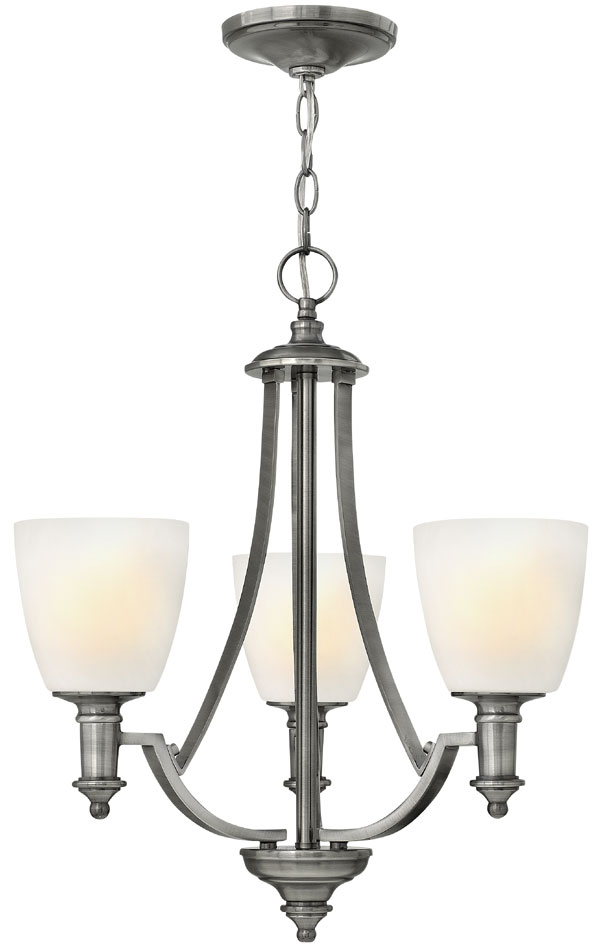 Hinkley Truman 3 Light Chandelier Antique Nickel Art Deco Style