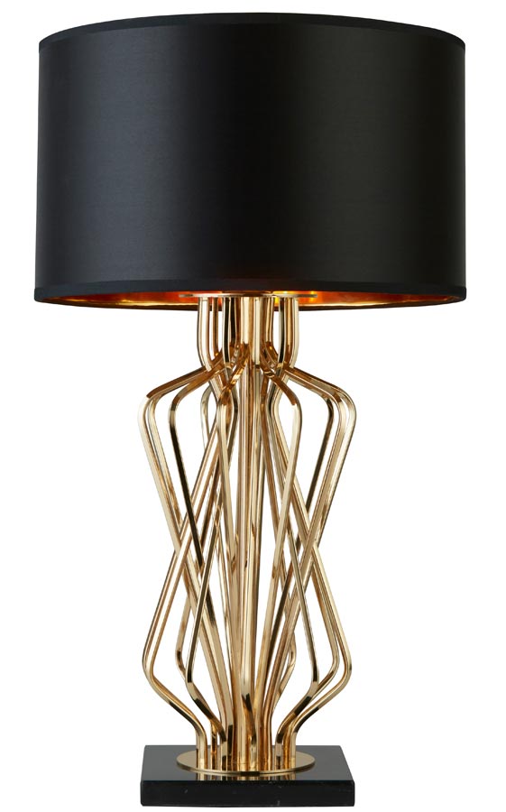 Ethan 1 Light Gold Table Lamp Gold Lined Black Shade
