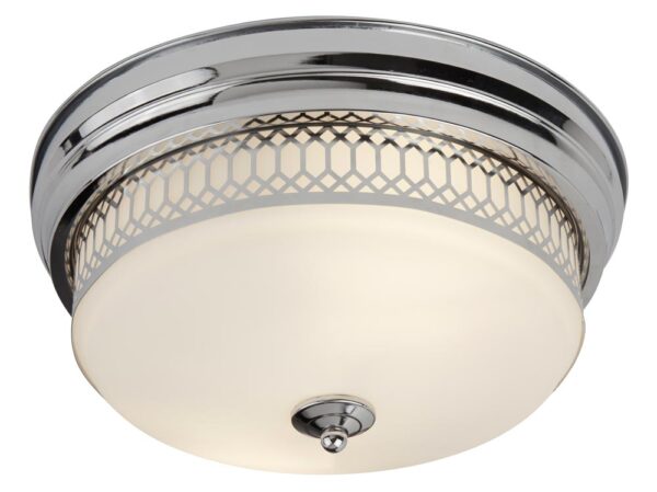 Edinburgh Flush Bathroom Ceiling 2 Light Polished Chrome Opal Glass