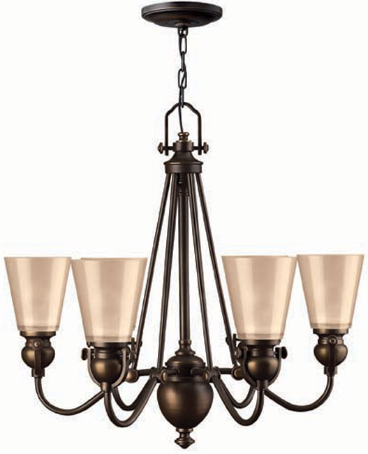 Hinkley Mayflower Olde Bronze 6 Light Chandelier Amber Shades