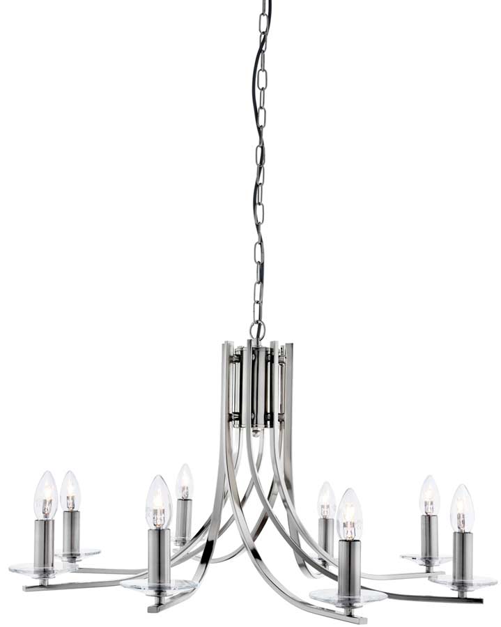 Ascona Modern Satin Silver 8 Light Twist Chandelier