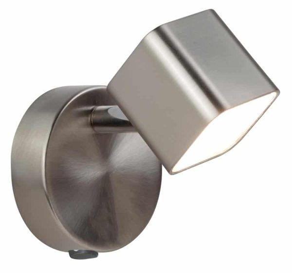 Quad Dimmable 1 LED Switched Wall Spot Light Satin Silver