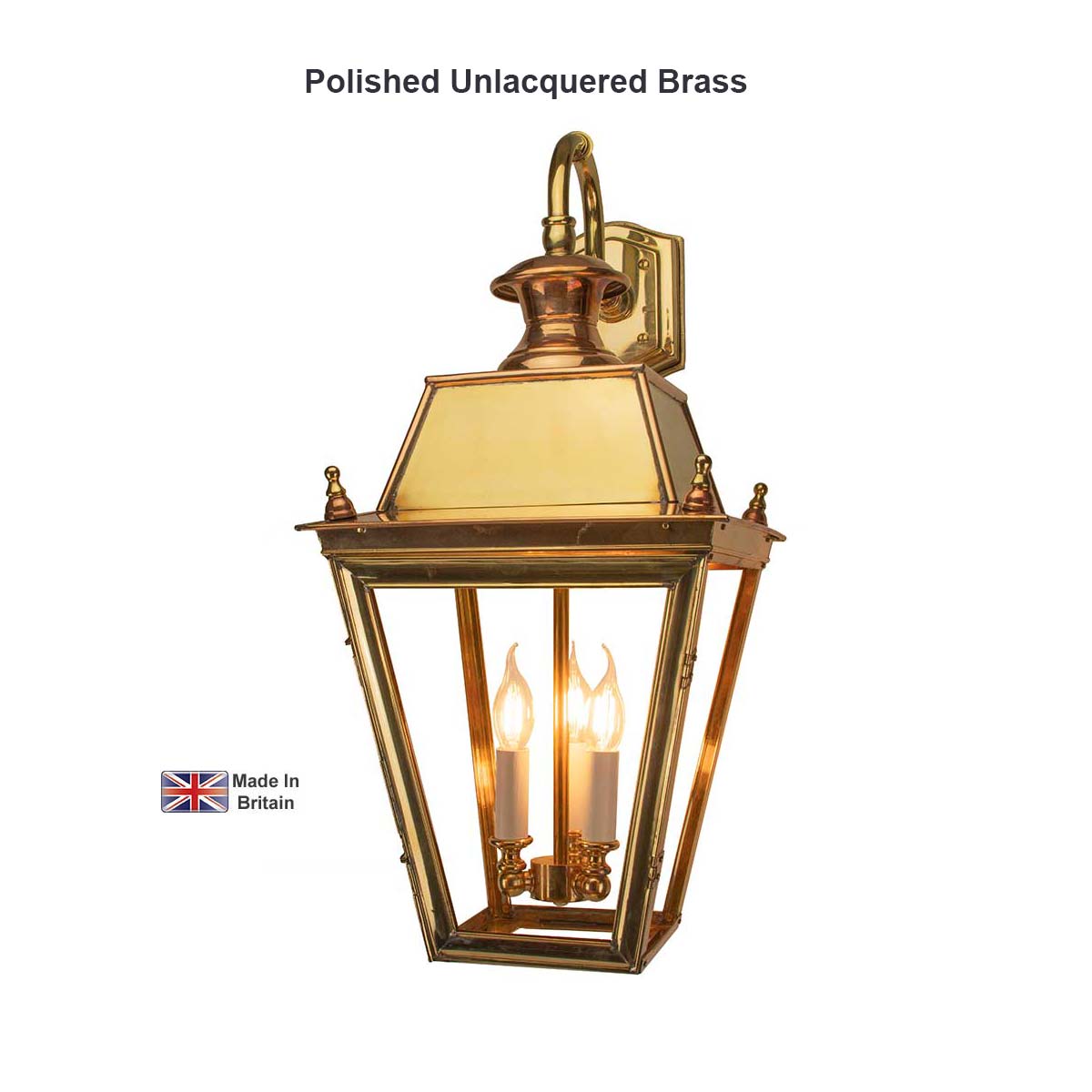 Balmoral Large Brass 3 Light Victorian Downward Outdoor Wall Lantern