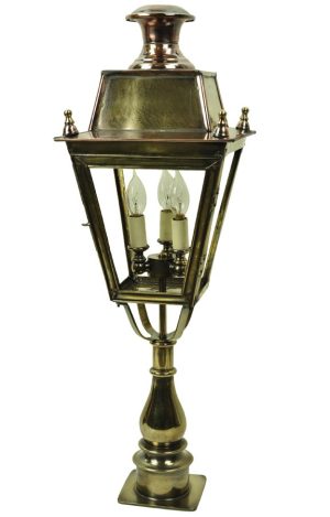 Balmoral large solid brass 3 light replica Victorian pillar lantern
