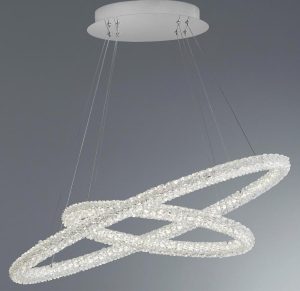 Circle LED large 2 ring pendant ceiling light polished chrome