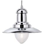 Fisherman Polished Chrome Pendant Light Clear Glass