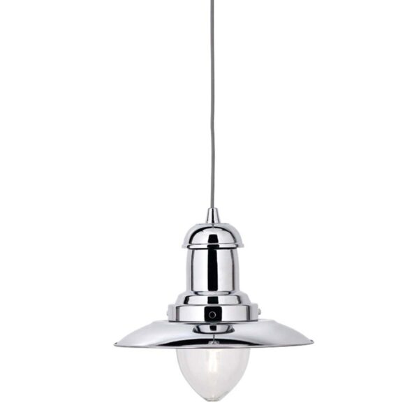 Fisherman Polished Chrome Pendant Light Clear Glass