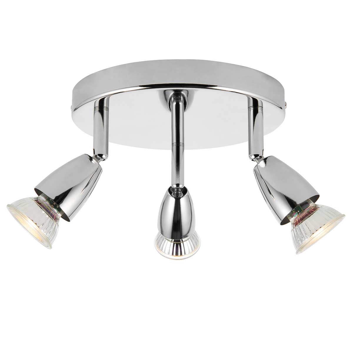 Amalfi Modern Round 3 Lamp Ceiling Spotlight Plate Polished Chrome