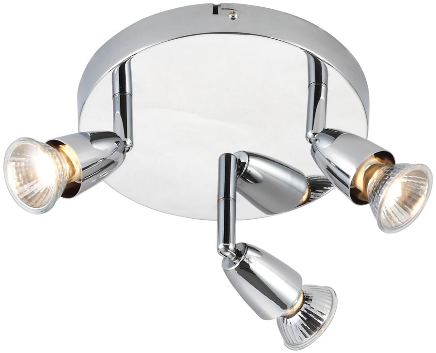 Amalfi Modern Round 3 Lamp Ceiling Spotlight Plate Polished Chrome