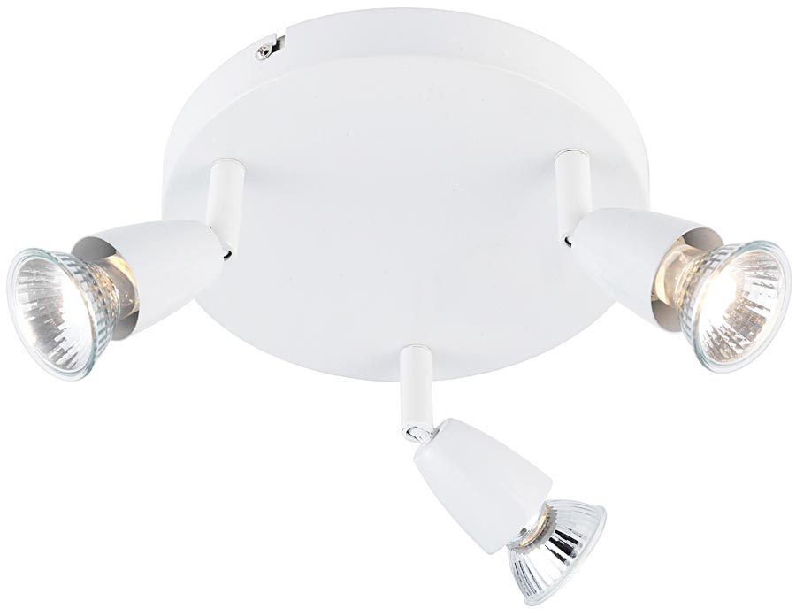 Amalfi Modern Round 3 Light Ceiling Spotlight Plate Gloss White