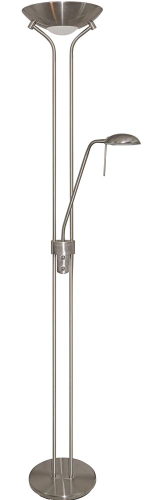 Modern Satin Silver Dual Dimmer Mother and Child Floor Lamp