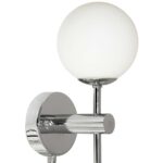Global Switched Bathroom Wall Light Chrome Opal Glass