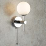 Global Switched Bathroom Wall Light Chrome Opal Glass