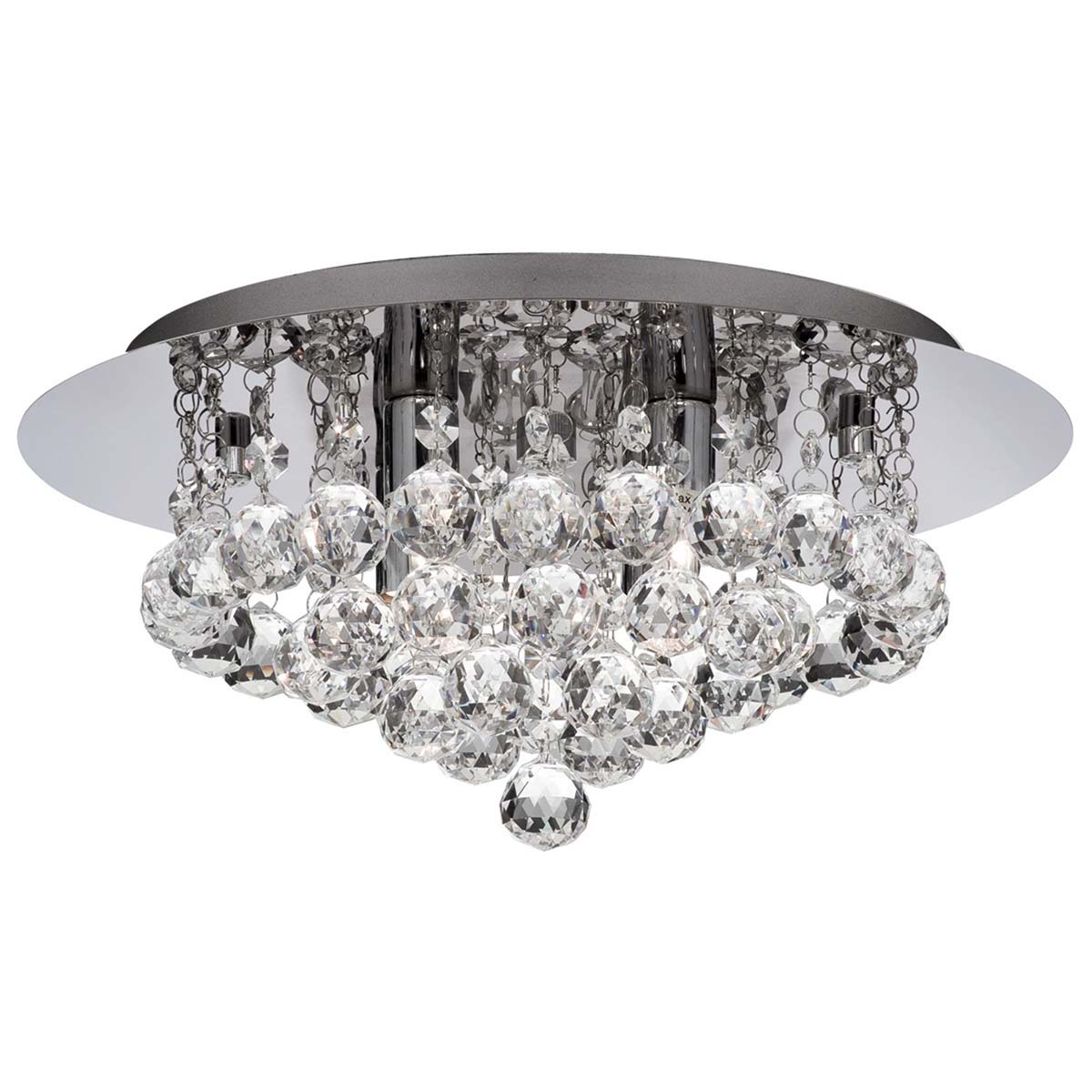 Hanna 4 Light Flush Crystal Bathroom Ceiling Light Chrome