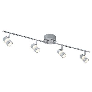 Bubbles LED 4 light bathroom spotlight bar in polished chrome on white background lit