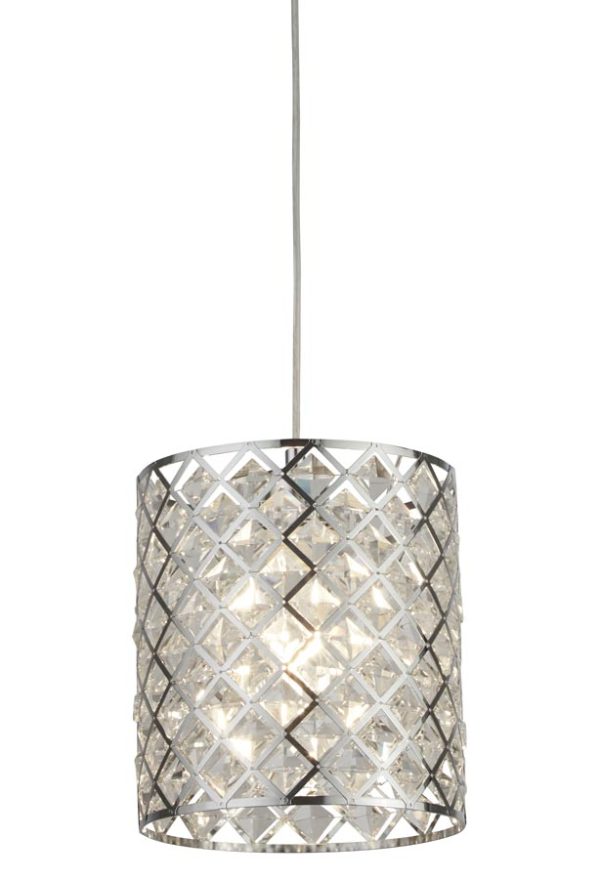 Tennessee 1 light crystal ceiling pendant polished chrome
