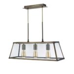 Voyager Industrial 3 Light Pendant Lantern Antique Brass