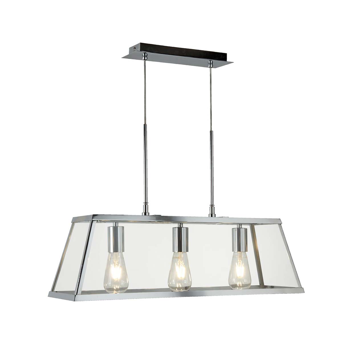 Voyager Industrial 3 Light Pendant Lantern Polished Chrome