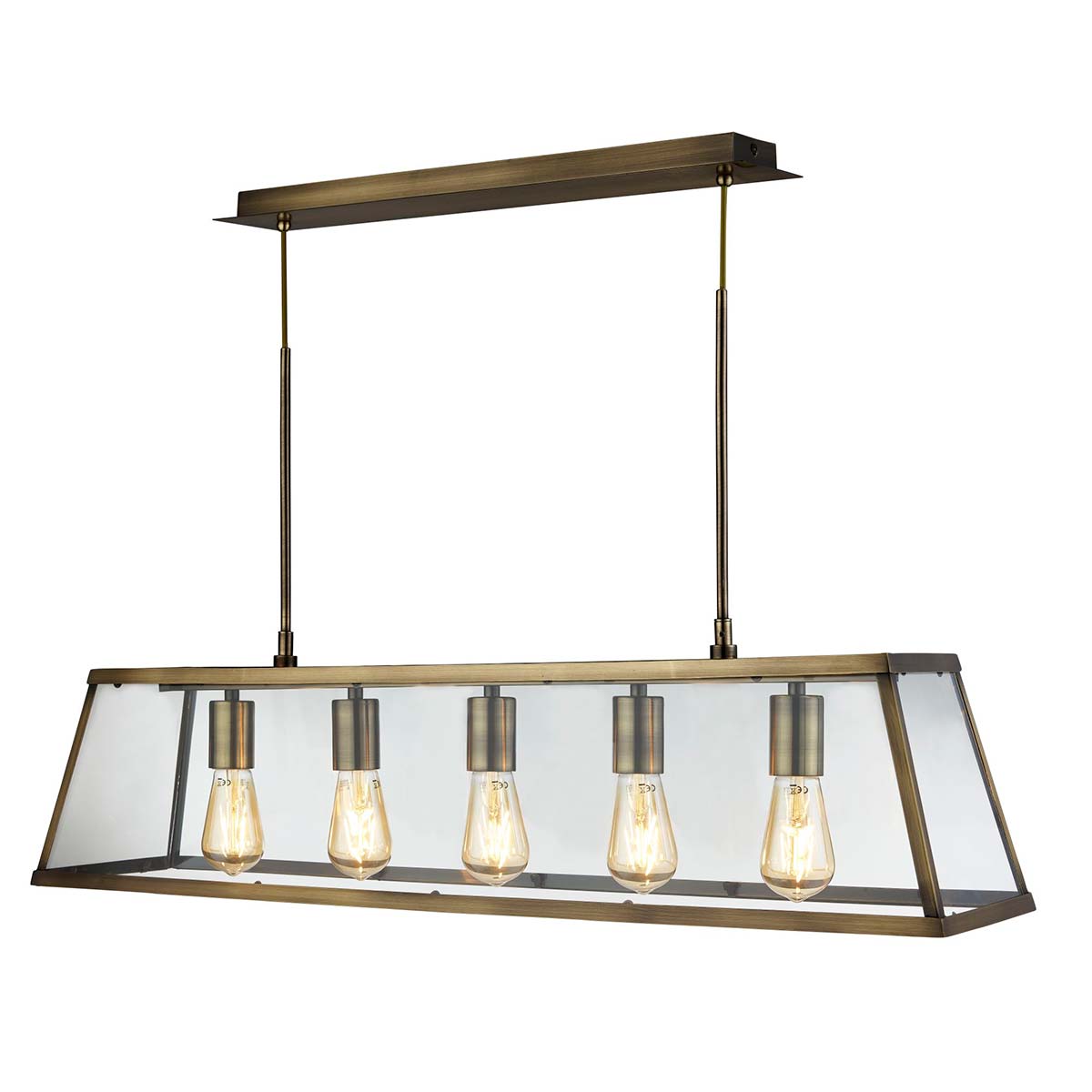 Voyager Industrial 5 Light Pendant Lantern Antique Brass