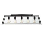 Voyager Industrial 5 Light Pendant Lantern Matt Black