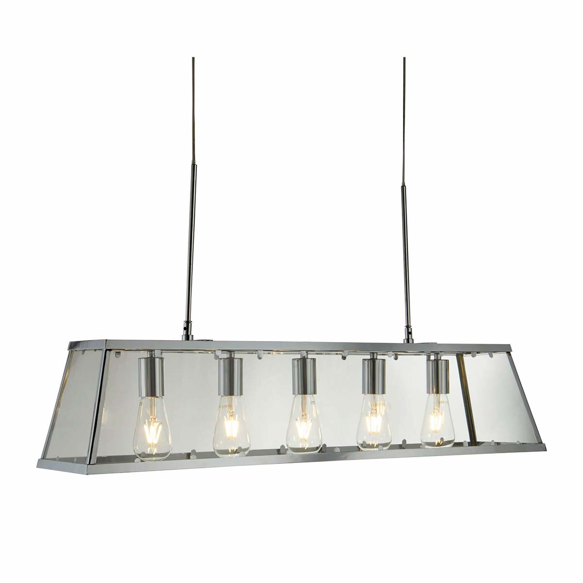 Voyager Industrial 5 Light Pendant Lantern Polished Chrome