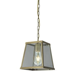 Voyager single light pendant lantern in antique brass main image