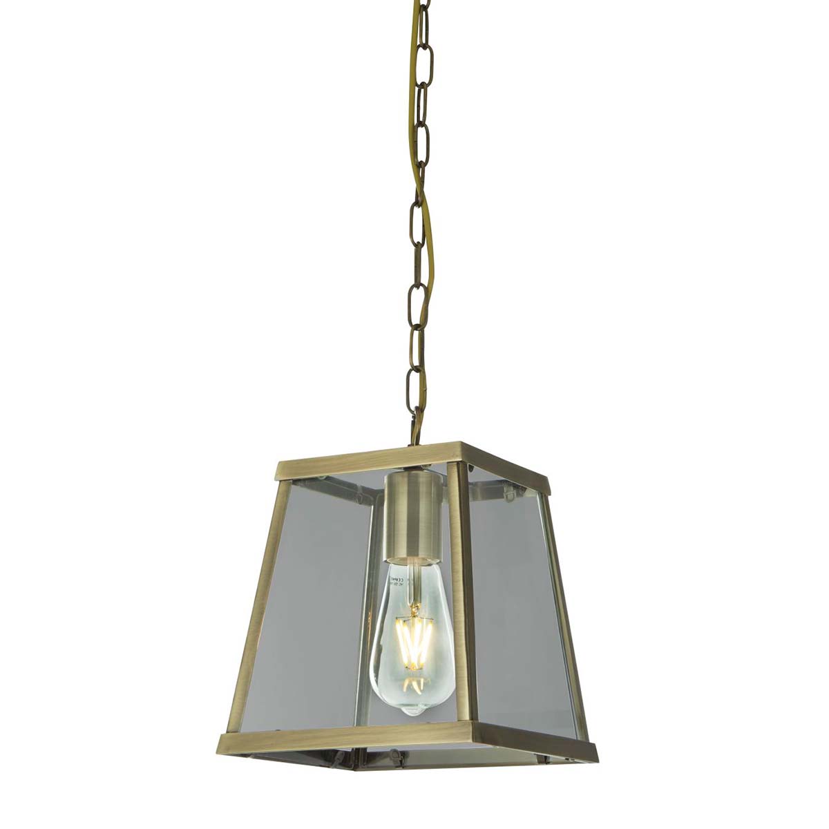 Voyager Single Light Pendant Lantern Antique Brass