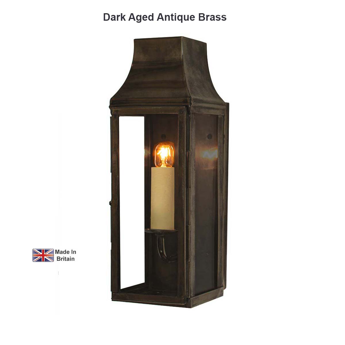 Strathmore Small Vintage Outdoor Slim Wall Lantern Solid Brass