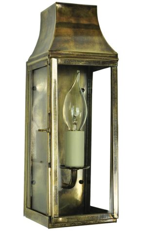 Strathmore small vintage outdoor slim wall lantern solid brass